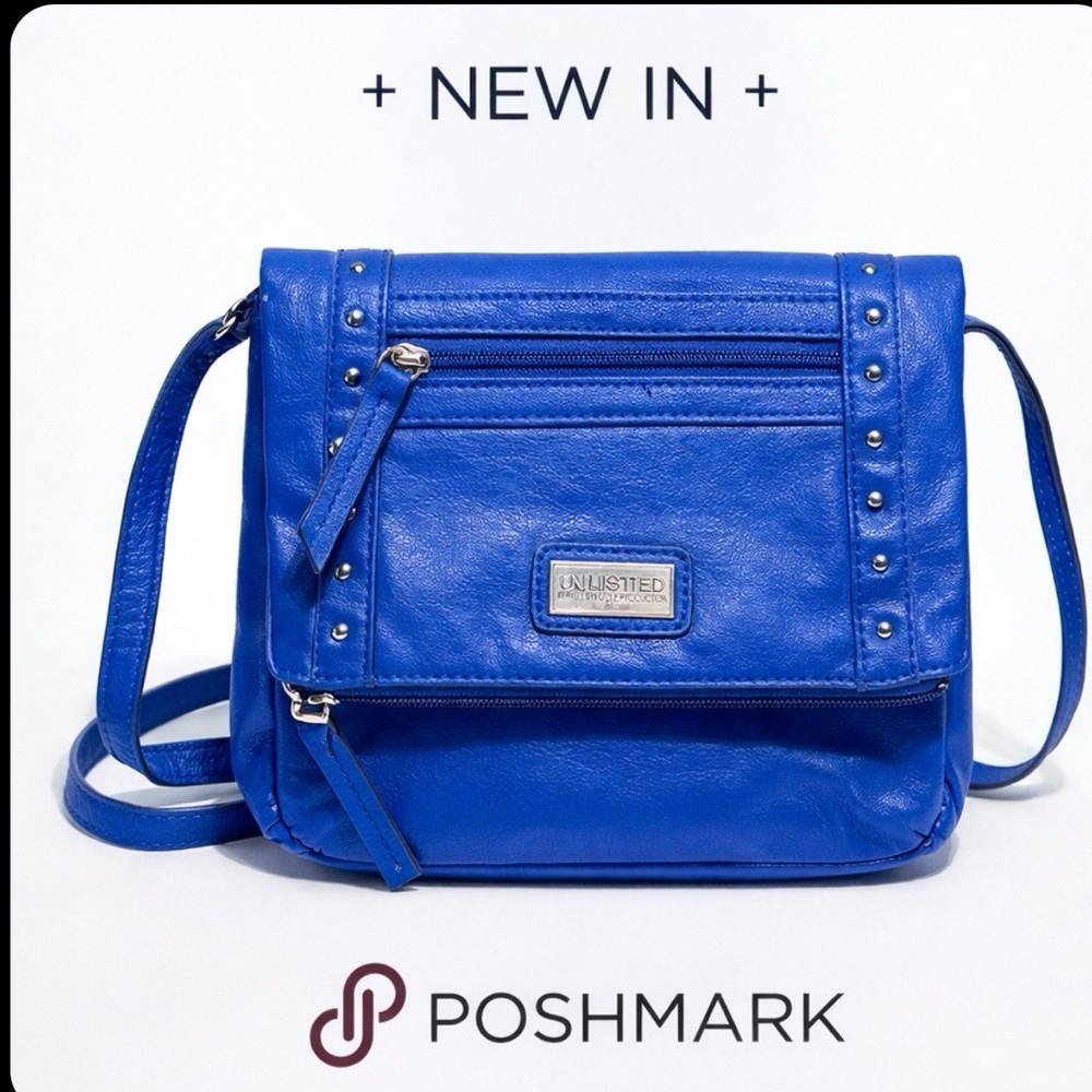 UNLISTED by Kenneth Cole Cobalt Blue Crossbody | Stud Detail | Leather Bag